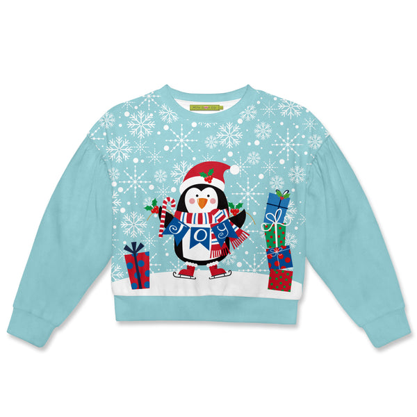 Mint Penguin Velour Sweater