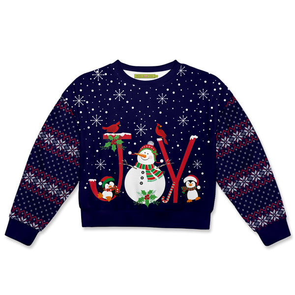 Navy Snowman Joy Velour Sweater