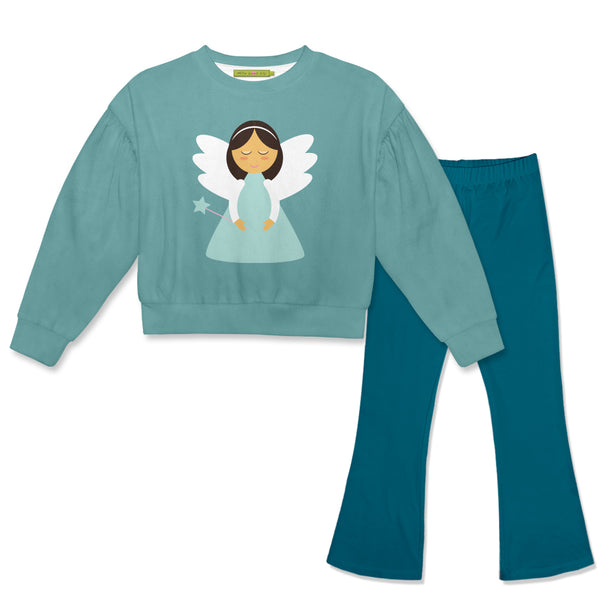 Nile Blue Angel Crewneck Sweatshirt & Teal Flare Leggings