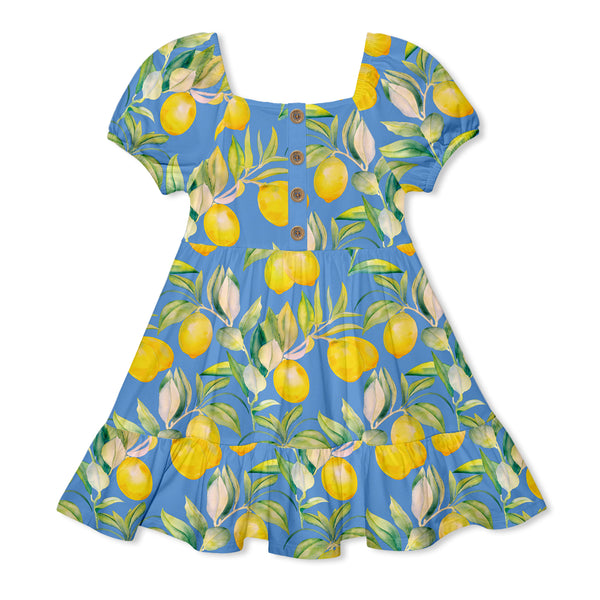 Marina Blue Lemon Drop Ruffle-Hem A-Line Dress