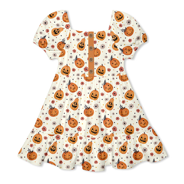 Cream Pumpkin Jacquie Ruffle-Hem A-Line Dress