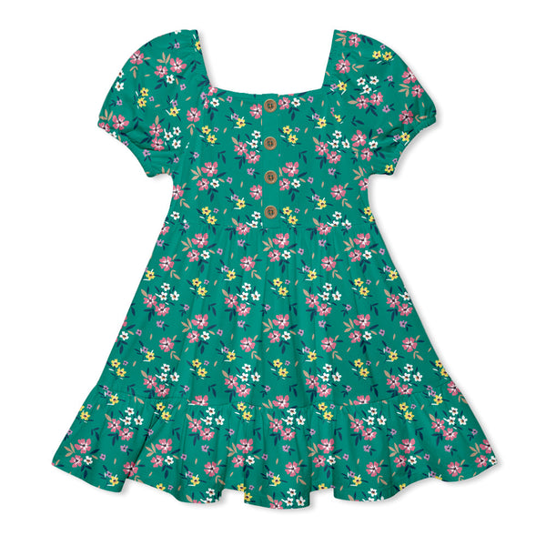 Green Florence Ruffle-Hem Dress