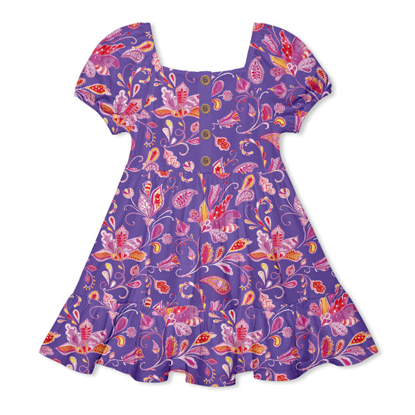 Purple Polly Paisley 3-Tier A-Line Dress