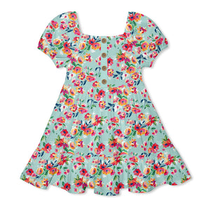 Kids Mint Becky Floral Ruffle-Hem A-Line Dress