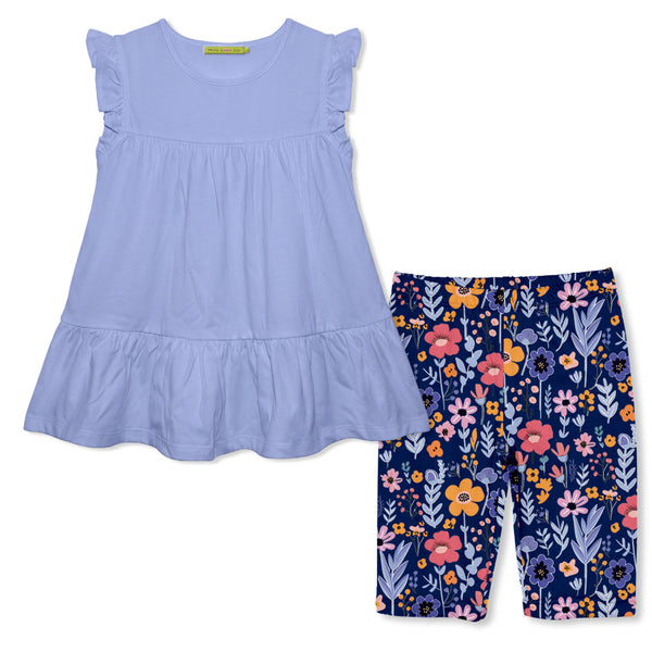 Periwinkle Tiered Top & BTS Floral Bike Shorts