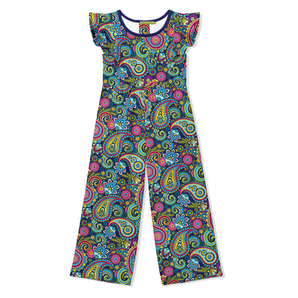 Kids Paisley Perfect Angel-Sleeve Overalls