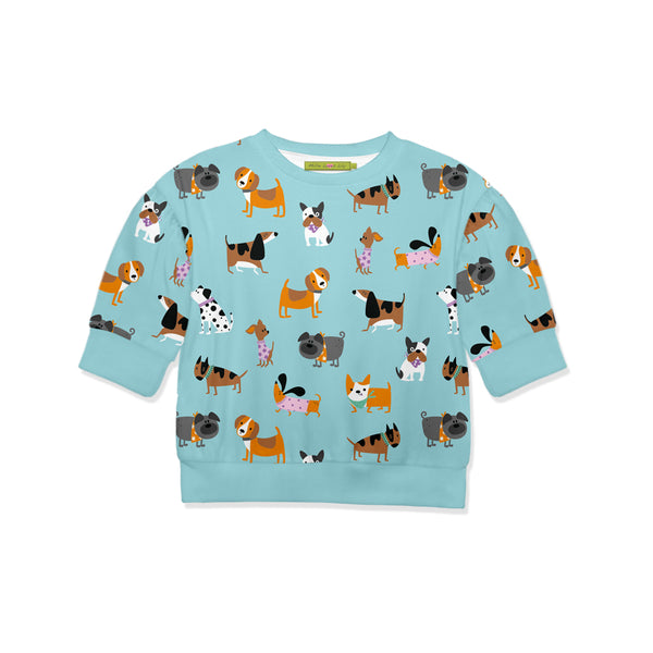 Aqua Doggie Dogs Crewneck Top