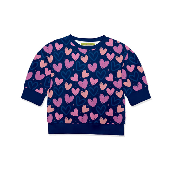 Navy Hearts Crewneck Top