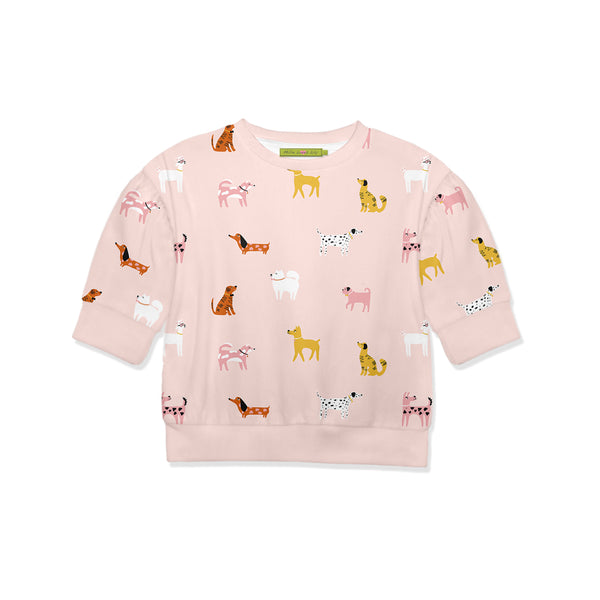 Pale Pink Doggies Crewneck Top