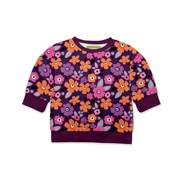 Burgundy Floral Crewneck Top