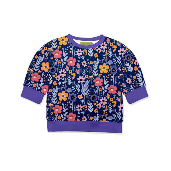 Navy BTS Floral Crewneck Top