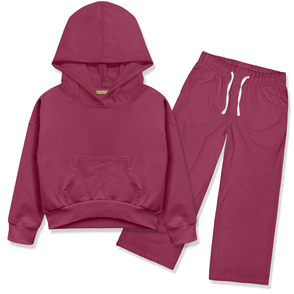 Slate Rose Hoodie & Wide-Leg Pants