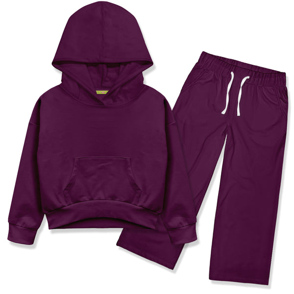 Plum Hoodie & Wide-Leg Pants