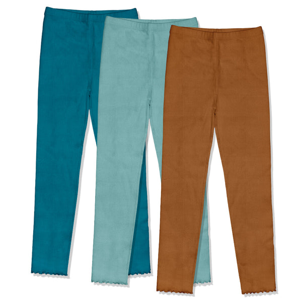 Millie Loves Lily Girls' 3-Pack Ribbed Legging Set Darks