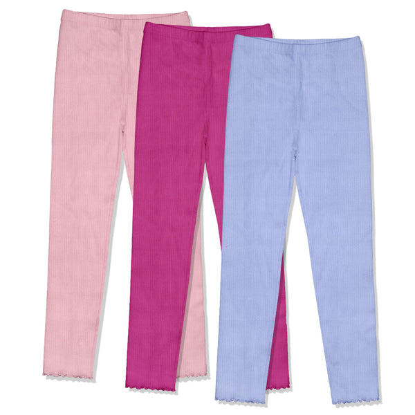 Millie Loves Lily Girls' 3-Pack Ribbed Legging Set Brights