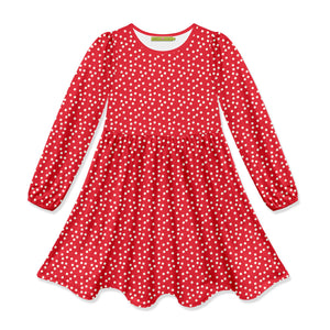 Kids Red Polka Dot Long-Sleeve Dress