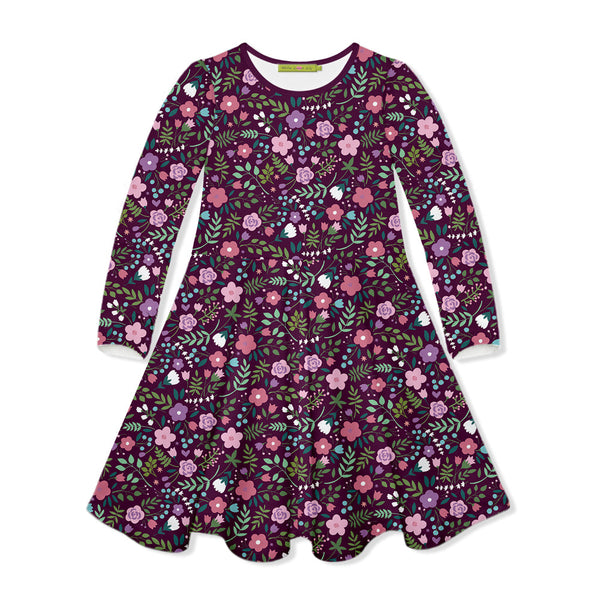 Kids Plum Selma Floral Yoke A-Line Dress