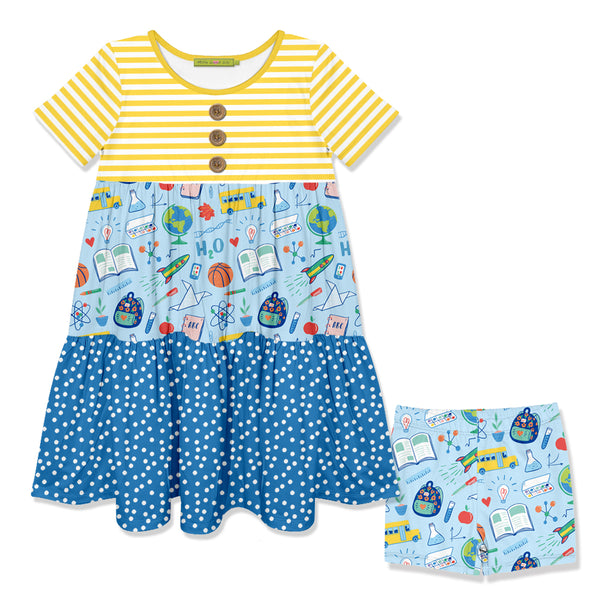 Ice Blue Science Tiered Button-Front Dress & Shorts