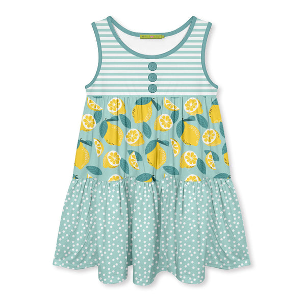 Mint Lemon Sleeveless A-Line Dress