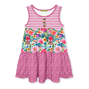 Kids Violet Becky Floral Tiered Sleeveless A-Line Dress