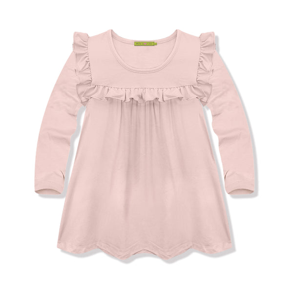 Cotton Ruffle Long-Sleeve Top