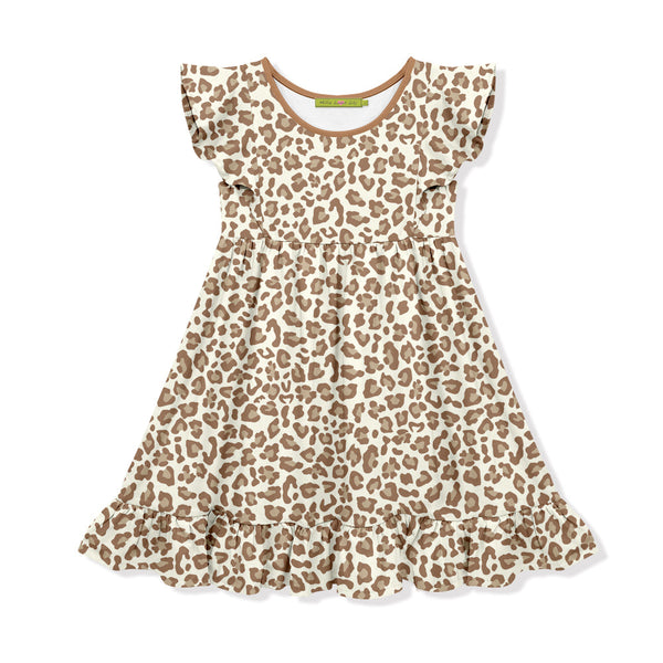 Kids Neutral Skin Print Angel-Sleeve Dress