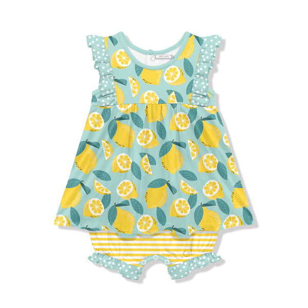 Mint Lemon Skirted Bubble Romper