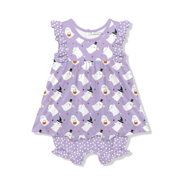 Kids Lilac Floating Ghost Skirted Bubble Romper