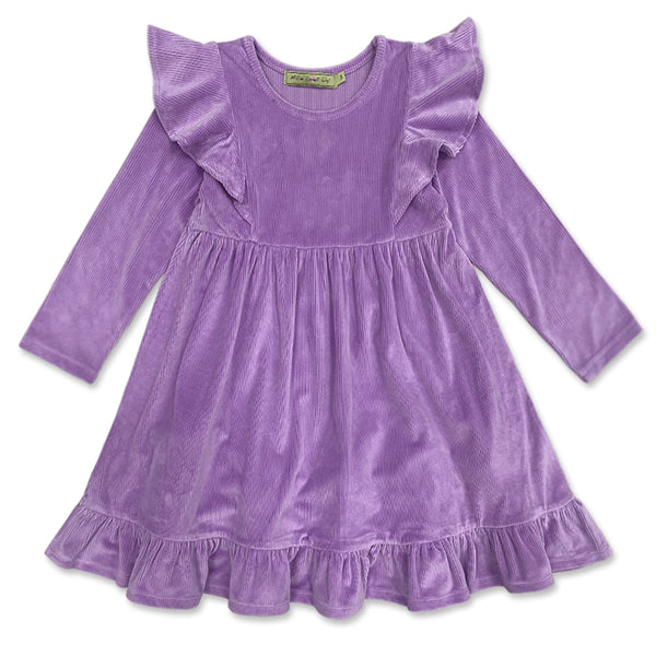Purple Velour Angel-Sleeve Dress