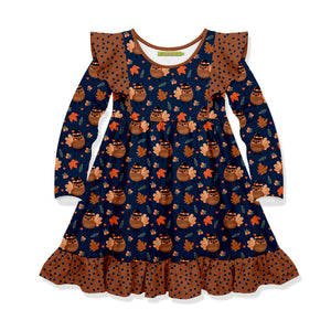 Kids Dark Navy TomTurkey Angel-Sleeve Dress