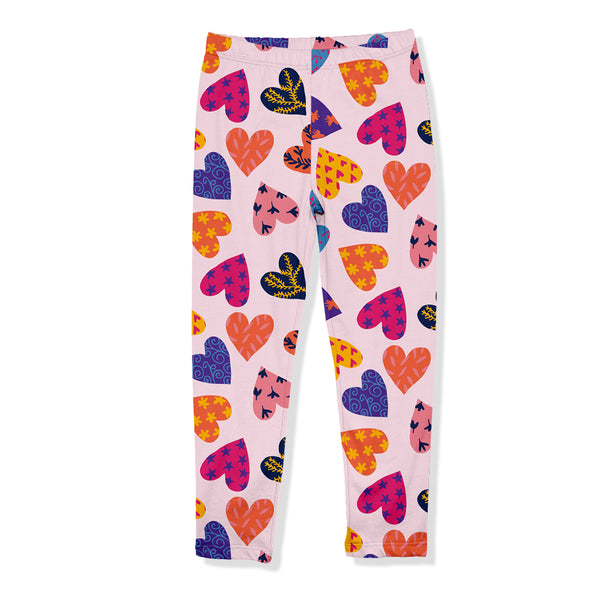 Pink Falling Hearts Leggings