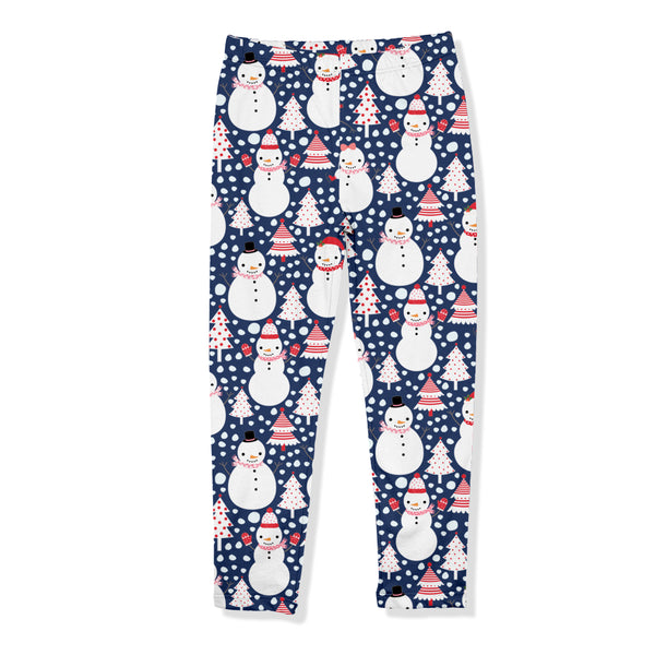 Navy Dot Snowman Leggings