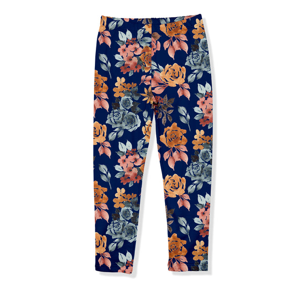 Navy Autumn Floral Leggings