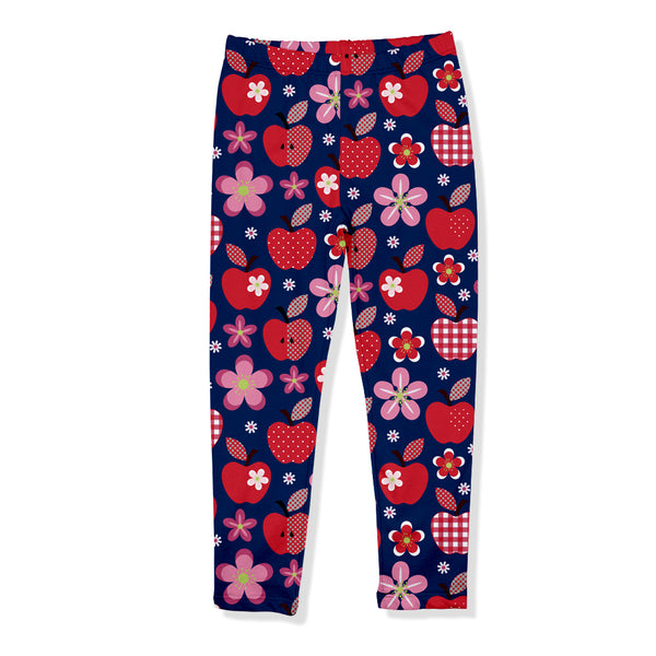 Navy Apples Leggings