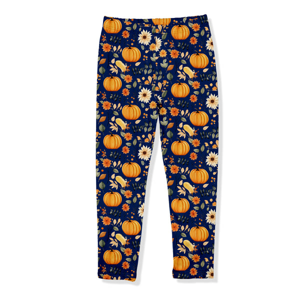 Navy Pumpkin Forest Leggings