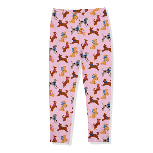 Kids Pink Puppies'n Bows Leggings