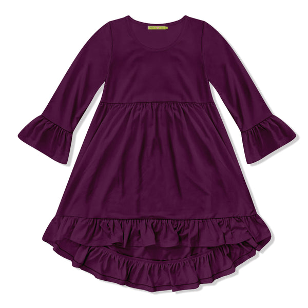 Plum Ruffle Hi-Low Dress