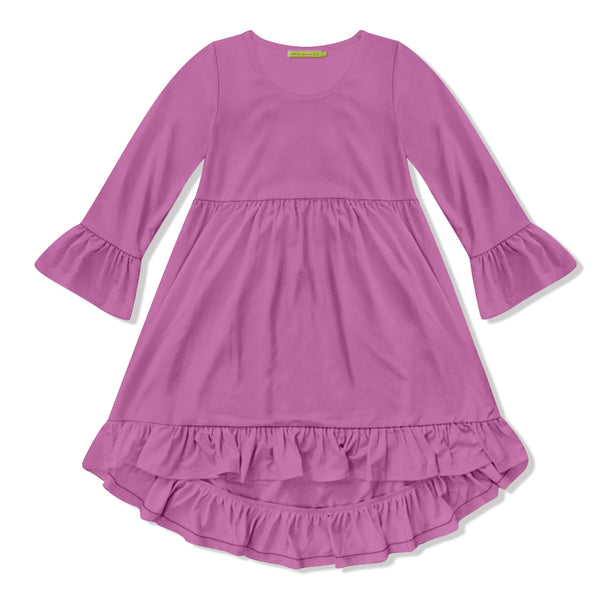 Plum Ruffle Hi-Low Dress