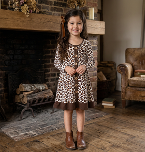 Kids Cream Simply Leopard Button-Front A-Line Dress