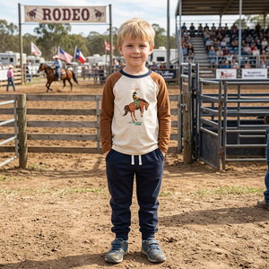 Kids Cream & Charcoal Wild West Long-Sleeve Tee & Joggers