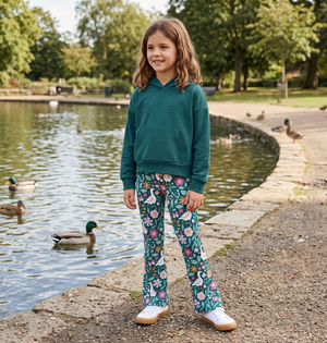 Kids Teal Hoodie & Ducks Flare Leggings