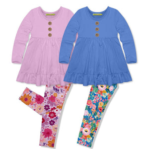 Millie Loves Lily Lilac & Blue Long Sleeve Tops & Leggings Set - Millieloveslily.com