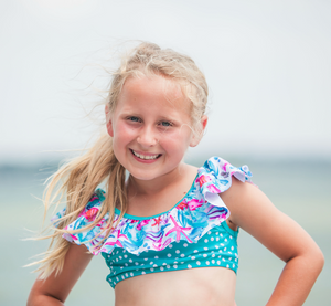Millie Loves Lily Girls Turquoise Water World 2 - pc Ruffle Swimsuit, 2 - pcs, UPF 50+ - Millieloveslily.com