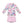 Girls Pink Horses & Roses Long Sleeve Rashguard and dot swimshort Set on a white background, front