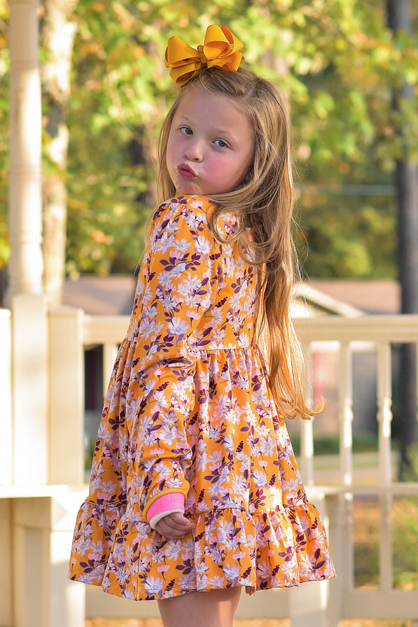 Marigold Toulouse Floral Tiered A-Line Dress