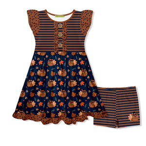 Kids Caramel Café Turkey Button-Front Dress & Stripe Shorts