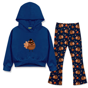 Kids Cobalt Hoodie & Turkey Flare Leggings