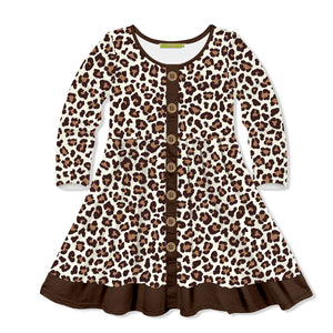 Kids Cream Simply Leopard Button-Front A-Line Dress