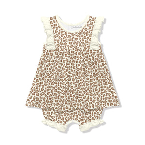 Kids Cream Skin Print Skirted Bubble Romper