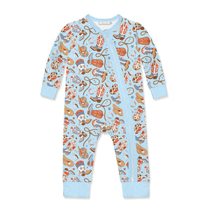 Kids Ice Blue Howdy Zip-Up Playsuit